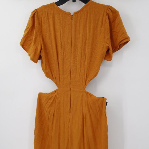 Abercrombie & Fitch Midi Dress Womens‎ Small mustard Knotted Front Cutout V Neck - Picture 8 of 14